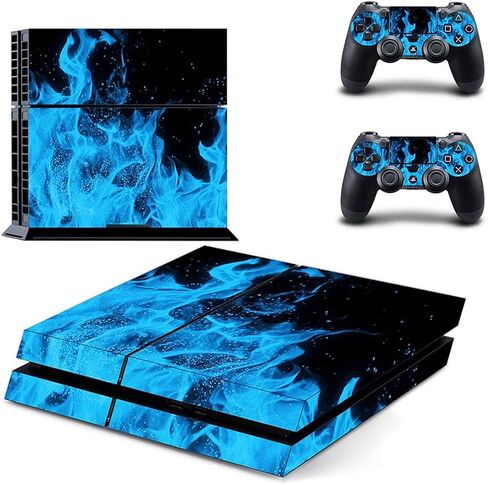 ملصق CALANDIS™ Blue Flame Fire Skin لمجموعة ملصقات وحدة التحكم لجهاز PlayStation 4 | ملصقات وملصقات للواجهات | ملحقات ألعاب الفيديو in Kuwait