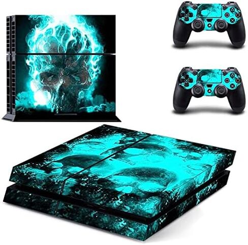 ملصق CALANDIS™ Blue Skull Skin لمجموعة ملصقات وحدة التحكم PS4 PlayStation 4 | ملصقات وملصقات للواجهات | ملحقات ألعاب الفيديو in Kuwait