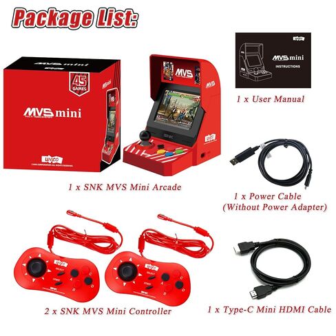 مجموعة ألعاب UNICO MVS Mini Arcade واثنين من لوحات الألعاب، و45 لعبة SNK كلاسيكية محملة مسبقًا: The King of The Fighters/Metal SLUG والمزيد in Kuwait