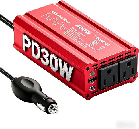 عاكس فانسوت 300 واط، عاكس طاقة السيارة مع 2 تيار متردد و3.4 أمبير USB مزدوج، محول مخرج السيارة لضاغط الهواء وأجهزة الكمبيوتر المحمولة in Kuwait