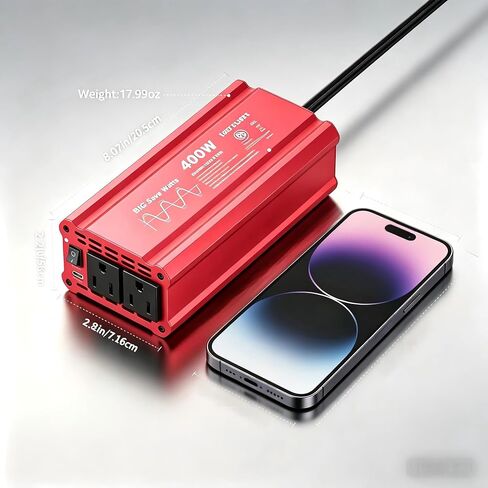 عاكس فانسوت 300 واط، عاكس طاقة السيارة مع 2 تيار متردد و3.4 أمبير USB مزدوج، محول مخرج السيارة لضاغط الهواء وأجهزة الكمبيوتر المحمولة in Kuwait