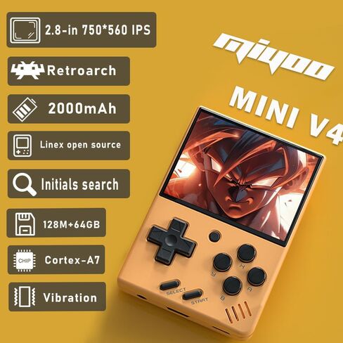 وحدة تحكم ألعاب Miyoo Miyoo Mini V4 Retro، وحدة تحكم ألعاب محمولة باليد مع حقيبة تخزين وشاشة 2.8 بوصة HD وبطارية 2001 مللي أمبير في الساعة in Kuwait