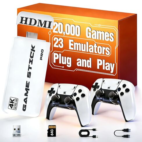 ترقية وحدة تحكم الألعاب الرجعية 2026 مع 20000 لعبة، ومخرج 4K HDMI وتخزين 64 جيجابايت، وتوصيل وتشغيل ألعاب الفيديو للتلفزيون، هدية مثالية للأطفال والكبار in Kuwait