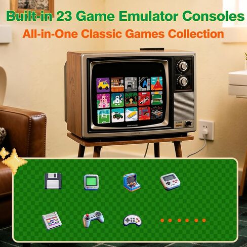 2026 ترقية وحدة تحكم Game Stick الرجعية مع أكثر من 20000 لعبة، 4K HDMI التوصيل وتشغيل ألعاب الفيديو للتلفزيون، وحدات تحكم لاسلكية 2.4 جيجا هرتز، 64 جيجا بايت 23 محاكي وحدة تحكم للحفلات العائلية، هدية لمحبي الألعاب القديمة والأطفال in Kuwait