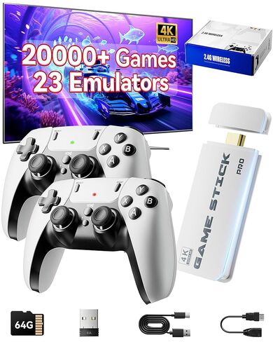 2026 Upgraded Retro Gaming Console, Retro Game Stick, 4K HD HDMI TV Game Stick, Built-in Classic Video Games, Plug & Play Game Console for TV 2 Wireless Controllers in Kuwait