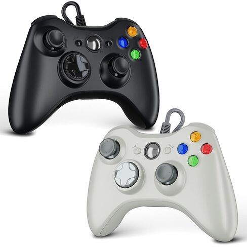Zamia 2 Pack وحدة تحكم سلكية لأجهزة Xbox 360، متوافقة مع Xbox 360/PC Windows 10/8/7، مع عصا تحكم مطورة، اهتزاز مزدوج، مقبس سماعة رأس 2.5 مم in Kuwait