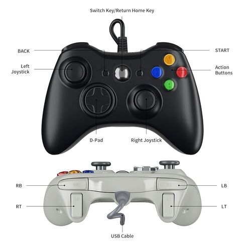 Zamia 2 Pack وحدة تحكم سلكية لأجهزة Xbox 360، متوافقة مع Xbox 360/PC Windows 10/8/7، مع عصا تحكم مطورة، اهتزاز مزدوج، مقبس سماعة رأس 2.5 مم in Kuwait