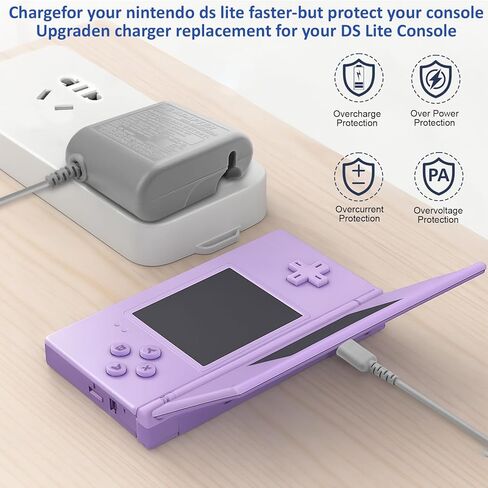 شاحن DS Lite، طقم محول طاقة DS Lite AC لجهاز Nintendo DS Lite، شاحن حائط محمول للسفر 100-240 فولت مع كابل شحن قابل للطي و4 أقلام ستايلس in Kuwait