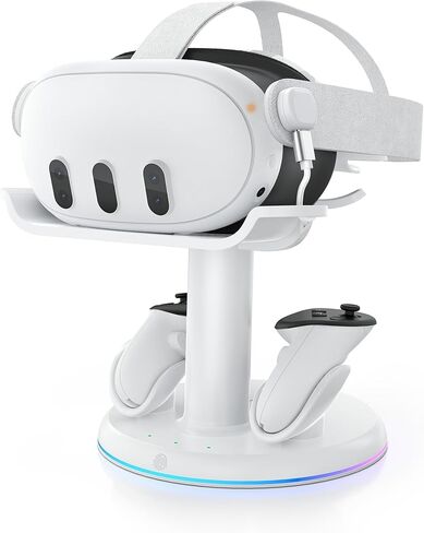 قاعدة شحن AMVR RGB متوافقة مع ملحقات Meta Quest 3/Quest 3S، ومحطة شحن سريعة بقدرة 30 وات مع محور طاقة USB-C، وبطاريتي وحدات تحكم قابلة لإعادة الشحن (قاعدة شحن Quest 3) in Kuwait