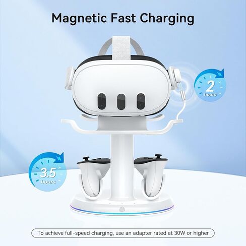 قاعدة شحن AMVR RGB متوافقة مع ملحقات Meta Quest 3/Quest 3S، ومحطة شحن سريعة بقدرة 30 وات مع محور طاقة USB-C، وبطاريتي وحدات تحكم قابلة لإعادة الشحن (قاعدة شحن Quest 3) in Kuwait