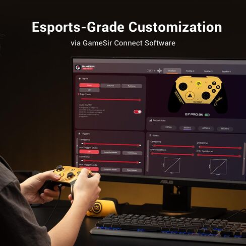 وحدة تحكم الألعاب اللاسلكية GameSir G7 Pro 8K للكمبيوتر الشخصي، معدل الاقتراع 8000 هرتز، عصا التحكم من الجيل الثاني TMR، لوحة ألعاب ذات زمن استجابة منخفض للغاية مع مشغلات تأثير القاعة، وحدة تحكم احترافية للألعاب التنافسية - إصدار Champion in Kuwait