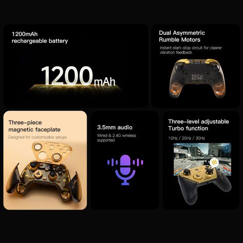 وحدة تحكم الألعاب اللاسلكية GameSir G7 Pro 8K للكمبيوتر الشخصي، معدل الاقتراع 8000 هرتز، عصا التحكم من الجيل الثاني TMR، لوحة ألعاب ذات زمن استجابة منخفض للغاية مع مشغلات تأثير القاعة، وحدة تحكم احترافية للألعاب التنافسية - إصدار Champion in Kuwait