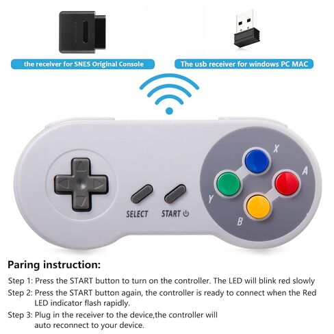 KIWITATA Wireless Controller for SNES Original Console, 2.4GHz Wireless Remote Gamepad for SNES Entertainment System Console&Windows PC(7/8/10/11)& Raspberry Pi in Kuwait