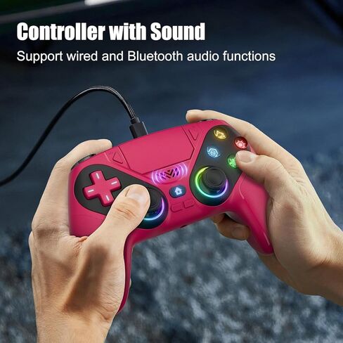 Nonbliep LED for PS5 Controller, for PS5 Slim/Pro/PC, Wireless Controller with 9 Colors RGB Light/Dual Vibration/Turbo/3.5mm Audio Jack/Speaker/Programmable for Playstation 5 Controller in Kuwait
