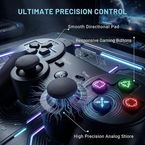 جهاز تحكم Hopevry 2 Pack لجهاز PS3 | وحدة تحكم لاسلكية لسوني بلاي ستيشن 3 | دبل شوك 3، بلوتوث، قابل للشحن، جهاز تحكم عن بعد لجهاز PS3 | بما في ذلك 2 كابلات USB (أسود) in Kuwait