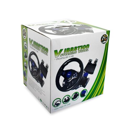 عجلة قيادة السباق مع دواسات ومحولات، وحدة تحكم بالاهتزاز لـ 360، PS3، PS2، الكمبيوتر الشخصي، عجلة سباق اهتزاز تدور 180 درجة in Kuwait