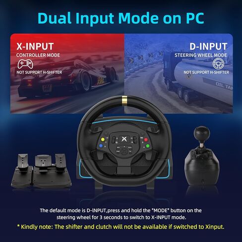 عجلة سباق DOYO، عجلة قيادة ألعاب Sim Racing 1080 درجة مع 3 دواسات وحزمة ناقل الحركة للكمبيوتر الشخصي، عجلة قيادة الكمبيوتر التعريفي المغناطيسي مع ردود فعل الاهتزاز، حساسية قابلة للتعديل in Kuwait