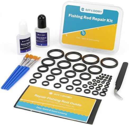Fishing Rod Repair Kit,Fishing Pole Eyelet Ceramic Insert Eyes Repair with Supplies 26/52 Rings in Saudi Arabia