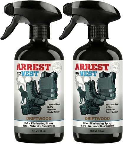 Arrest My Vest Military and Police Grade Odor Eliminating Spray for Body Armor Odor, Tactical Gear. Safe on K9's. Safe on all ballistic vests and fabrics - New Driftwood Fragrance - 2 16 oz Bottles in Saudi Arabia