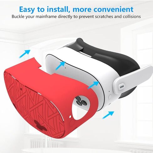 Silicone Protective Cover Set 7 in 1 for Meta For VR Headset and Accessories, Includes Anti-Leakage Nose Pad, Lens Cover, Handle Grips, Joystick, Soft For(red) in Kuwait