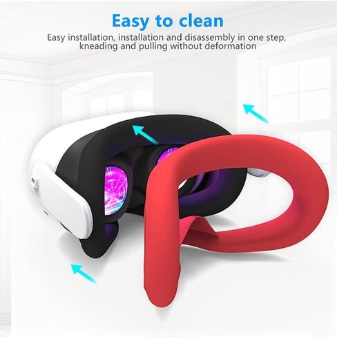 Silicone Protective Cover Set 7 in 1 for Meta For VR Headset and Accessories, Includes Anti-Leakage Nose Pad, Lens Cover, Handle Grips, Joystick, Soft For(red) in Kuwait