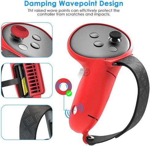 Silicone Protective Cover Set 7 in 1 for Meta For VR Headset and Accessories, Includes Anti-Leakage Nose Pad, Lens Cover, Handle Grips, Joystick, Soft For(red) in Kuwait