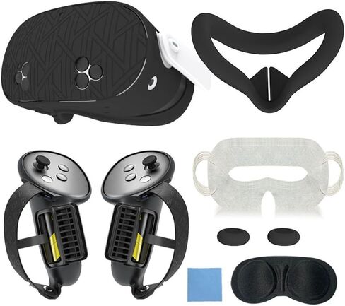 Silicone Protective Cover Set 7 in 1 for Meta For VR Headset and Accessories, Includes Anti-Leakage Nose Pad, Lens Cover, Handle Grips, Joystick, Soft For(red) in Kuwait