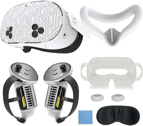 Silicone Protective Cover Set 7 in 1 for Meta For VR Headset and Accessories, Includes Anti-Leakage Nose Pad, Lens Cover, Handle Grips, Joystick, Soft For(red) in Kuwait