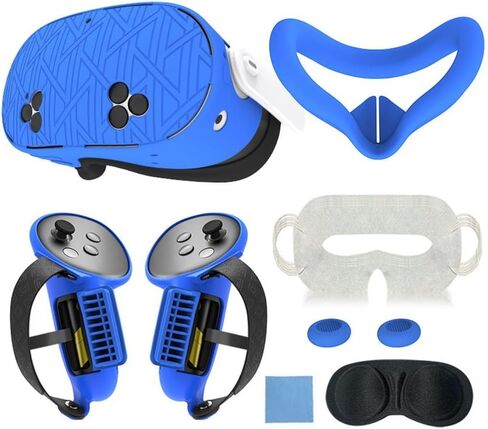 Silicone Protective Cover Set 7 in 1 for Meta For VR Headset and Accessories, Includes Anti-Leakage Nose Pad, Lens Cover, Handle Grips, Joystick, Soft For(red) in Kuwait
