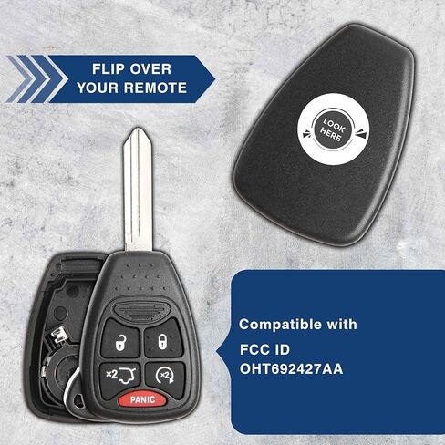 2x Keyless Option Remote Car Key Fob Shell Case For Chrystler Dodge Jeep (OHT692427AA) in Saudi Arabia
