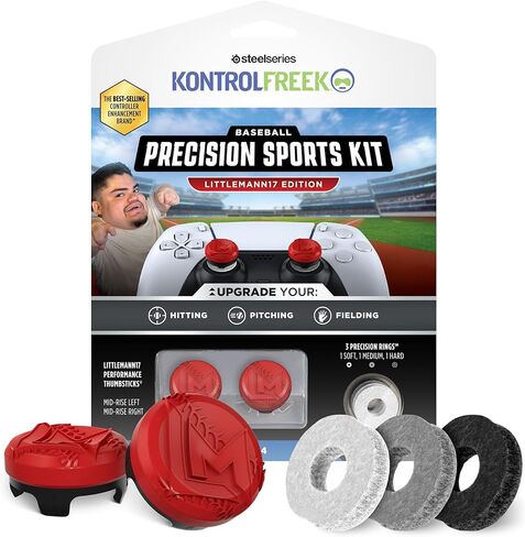 طقم البيسبول الرياضي الدقيق من KontrolFreek - إصدار Littlemann17 - لجهاز تحكم Xbox One (XB1) وXbox Series X (XBX) - أحمر/أسود in Kuwait