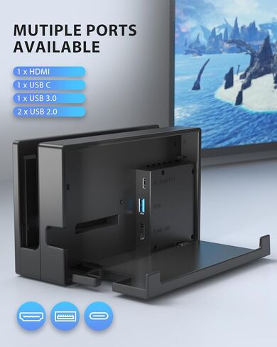 محطة إرساء التلفزيون لاستبدال Switch/Switch OLED 3 في 1 - تتضمن وحدة IC الأصلية، وشاحن تيار متردد وكابل HDMI عالي السرعة، ويدعم إخراج 1080P HD وشحن وحدة التحكم (غير متوافق مع المفتاح 2) in Kuwait