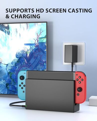 محطة إرساء التلفزيون لاستبدال Switch/Switch OLED 3 في 1 - تتضمن وحدة IC الأصلية، وشاحن تيار متردد وكابل HDMI عالي السرعة، ويدعم إخراج 1080P HD وشحن وحدة التحكم (غير متوافق مع المفتاح 2) in Kuwait