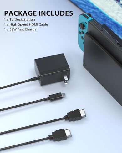 محطة إرساء التلفزيون لاستبدال Switch/Switch OLED 3 في 1 - تتضمن وحدة IC الأصلية، وشاحن تيار متردد وكابل HDMI عالي السرعة، ويدعم إخراج 1080P HD وشحن وحدة التحكم (غير متوافق مع المفتاح 2) in Kuwait