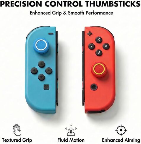 20 قطعة من مقابض الإبهام المصنوعة من السيليكون وأغطية عصا التحكم لملحقات وحدات تحكم Nintendo Switch/OLED/Lite JoyCon | 10 ألوان، مضادة للانزلاق، مضادة للخدش، وتجربة ألعاب محسنة in Kuwait
