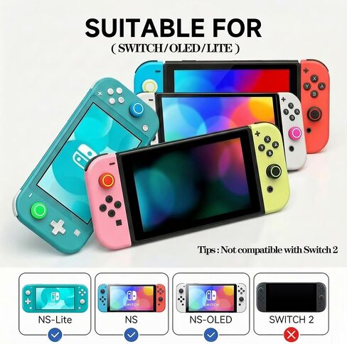 20 قطعة من مقابض الإبهام المصنوعة من السيليكون وأغطية عصا التحكم لملحقات وحدات تحكم Nintendo Switch/OLED/Lite JoyCon | 10 ألوان، مضادة للانزلاق، مضادة للخدش، وتجربة ألعاب محسنة in Kuwait