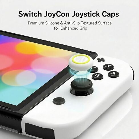20 قطعة من مقابض الإبهام المصنوعة من السيليكون وأغطية عصا التحكم لملحقات وحدات تحكم Nintendo Switch/OLED/Lite JoyCon | 10 ألوان، مضادة للانزلاق، مضادة للخدش، وتجربة ألعاب محسنة in Kuwait