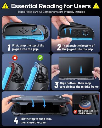 غطاء حماية FASTSNAIL Switch 2 مع بنك طاقة للشحن السريع بقدرة 10000 مللي أمبير في الساعة PD 20 وات، وقبضة مريحة غير قابلة للانزلاق لجهاز Joycon 2، وغطاء أمامي للكمبيوتر مضاد للخدش مع 12 فتحة لبطاقة الألعاب لملحقات Switch 2 in Kuwait