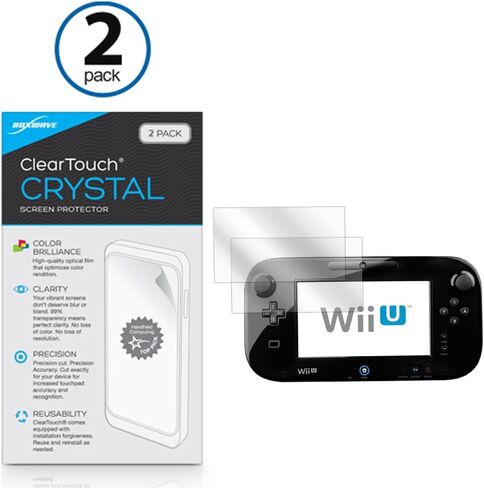 واقي شاشة BoxWave متوافق مع لوحة ألعاب Nintendo Wii U - ClearTouch Crystal (عبوتان)، غلاف فيلم HD - واقي من الخدوش in Kuwait