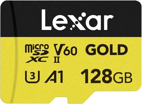 بطاقة Lexar GOLD Micro SD سعة 128 جيجابايت، بطاقة ذاكرة فلاش microSDXC UHS-II، V60، U3، A1، C10 بطاقة microSD، قراءة تصل إلى 280 ميجابايت/ثانية، بطاقة TF للطائرة بدون طيار/كاميرا الحركة/جهاز الألعاب المحمول UHS-II (LMSGOLD128G-BNNNG) in Kuwait