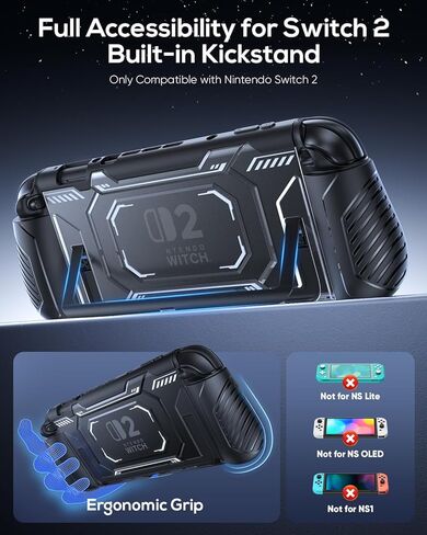 FASTSNAIL Switch 2 Protective Case, Protective Cover with Dockable TPU Middle Frame, Non-Slip Ergonomic Grip for Joycon 2, Comfortable Handheld Shell Case for Switch 2 Accessories for Wii Skins in Kuwait