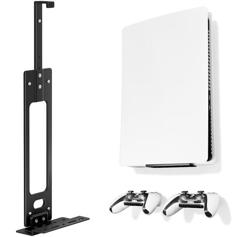 PS5 Wall Mount Kit for PlayStation 5 Console, Compatible with PS5 Disc, Digital, Slim & Pro Models, Space Saving Console Mount with 2 Controller Wall Holders, Black in Saudi Arabia