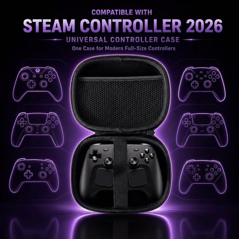 حقيبة حمل وحدة التحكم الشاملة Packmini Omni-X، متوافقة مع وحدة التحكم Steam 2026، وحدة التحكم اللاسلكية Xbox، PS5 DualSense، Switch 2 Pro والمزيد، حقيبة سفر واقية ذات هيكل صلب in Kuwait