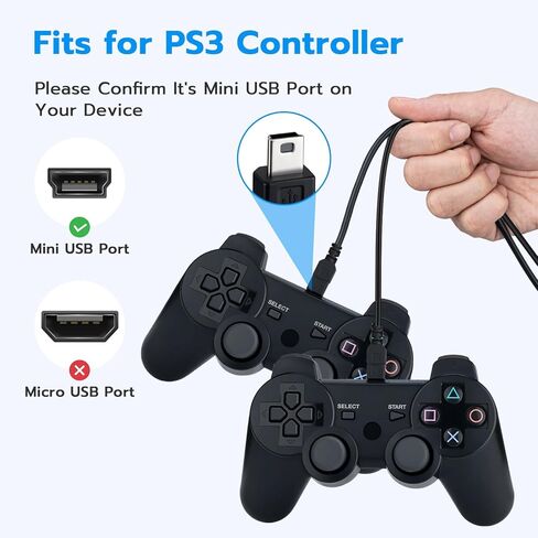 كابل USB صغير بطول 10 أقدام من Mcbazel لشاحن وحدة تحكم PS3، سلك شحن USB 2.0 إلى Mini B، نقل البيانات متوافق مع Playstation 3، TI-84 Plus CE، GoPro Hero 3+، Garmin GPS، الكاميرات، مشغل MP3 in Kuwait