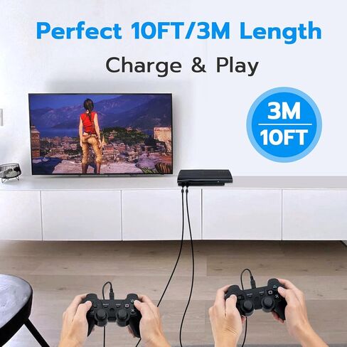 كابل USB صغير بطول 10 أقدام من Mcbazel لشاحن وحدة تحكم PS3، سلك شحن USB 2.0 إلى Mini B، نقل البيانات متوافق مع Playstation 3، TI-84 Plus CE، GoPro Hero 3+، Garmin GPS، الكاميرات، مشغل MP3 in Kuwait