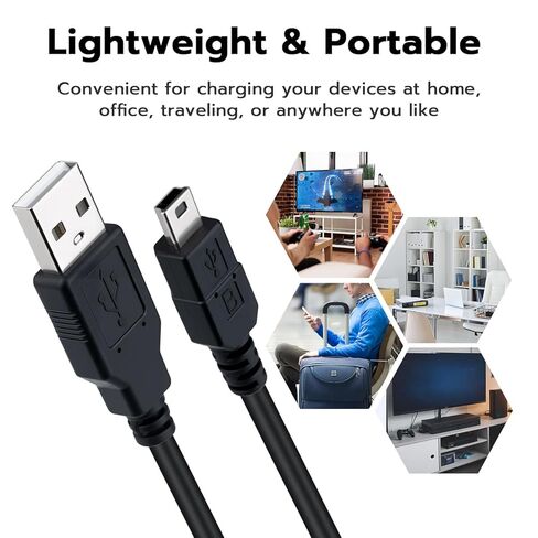 كابل USB صغير بطول 10 أقدام من Mcbazel لشاحن وحدة تحكم PS3، سلك شحن USB 2.0 إلى Mini B، نقل البيانات متوافق مع Playstation 3، TI-84 Plus CE، GoPro Hero 3+، Garmin GPS، الكاميرات، مشغل MP3 in Kuwait