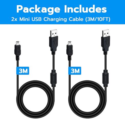 كابل USB صغير بطول 10 أقدام من Mcbazel لشاحن وحدة تحكم PS3، سلك شحن USB 2.0 إلى Mini B، نقل البيانات متوافق مع Playstation 3، TI-84 Plus CE، GoPro Hero 3+، Garmin GPS، الكاميرات، مشغل MP3 in Kuwait