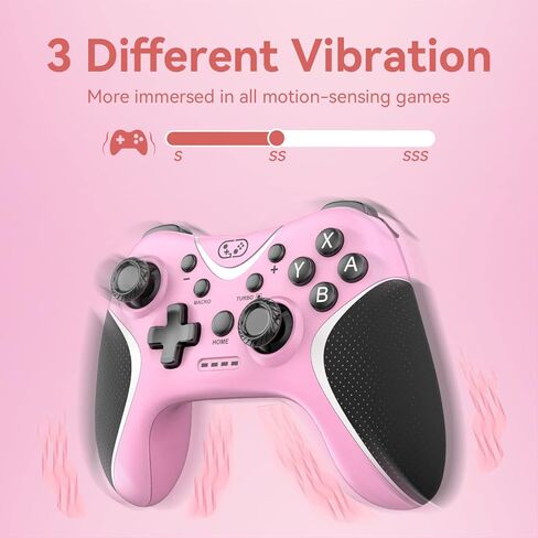 وحدة تحكم Boconna Switch Pro لجهاز Nintendo Switch/Switch Lite/OLED/Steam، رسم الخرائط الخلفية لوحدة التحكم اللاسلكية/قبضة سوداء غير قابلة للانزلاق، وحدة تحكم التبديل مع Turbo/6 محاور/وظيفة الاستيقاظ/اهتزاز مزدوج (وردي) in Kuwait