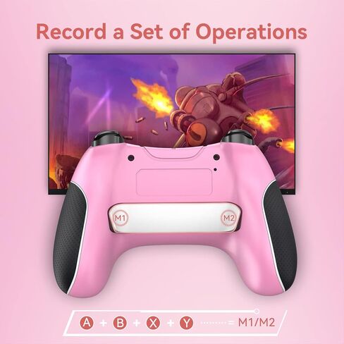 وحدة تحكم Boconna Switch Pro لجهاز Nintendo Switch/Switch Lite/OLED/Steam، رسم الخرائط الخلفية لوحدة التحكم اللاسلكية/قبضة سوداء غير قابلة للانزلاق، وحدة تحكم التبديل مع Turbo/6 محاور/وظيفة الاستيقاظ/اهتزاز مزدوج (وردي) in Kuwait