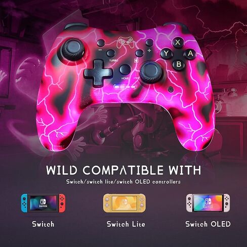 وحدة تحكم Boconna Nintendo Wireless Switch Pro لجهاز Nintendo Switch/Lite/OLED/Steam مع إضاءة LED للتنفس (أحمر) in Kuwait
